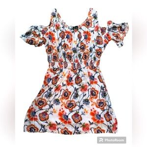 New directions women’s mid length dress cut out shoulders & elastic blouse waist